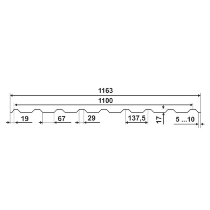 Профнастил C17ПГ 0.75 Полимерный RAL 5021